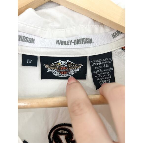 Harley Davidson Women's Embroidered Button Down Shirt 1W Burnt Orange Patch - Picture 7 of 8